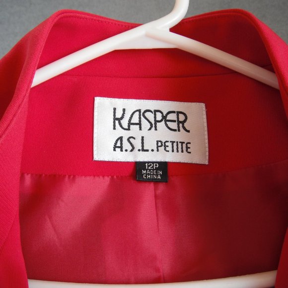 Kasper ASL Women's RED Blazer Jacket Polyester Size 12 Petite Longs Sleeve - Picture 6 of 14